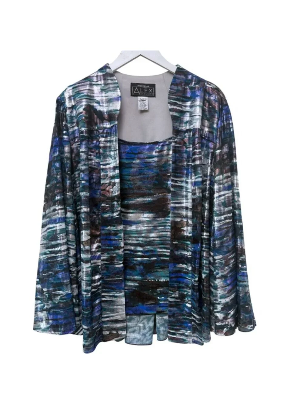Alex Evenings Jacket and Tank Top Womens Plus Size 2X Blue Wedding Guest Outfit